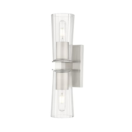 Z-Lite Titus 2 Light Wall Sconce, 4.5in. W x 17.5in. H, Brushed Nickel 826-2S-BN